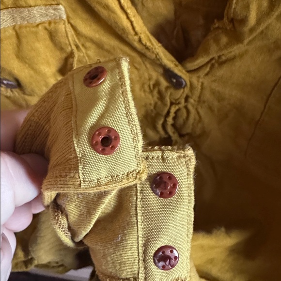 Free People Golden Top Safari Body Suit Blouse Utility Pocket Boho Shirt Small - Picture 7 of 8